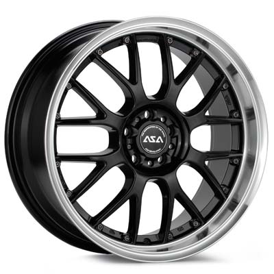 ASA AR1 17" Rims Set of 4 Black w/Mach Lip