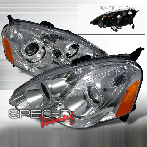 Spec-D Tuning Dual Halo Projector Headlights w/Amber Reflector Chrome - RSX 02-04