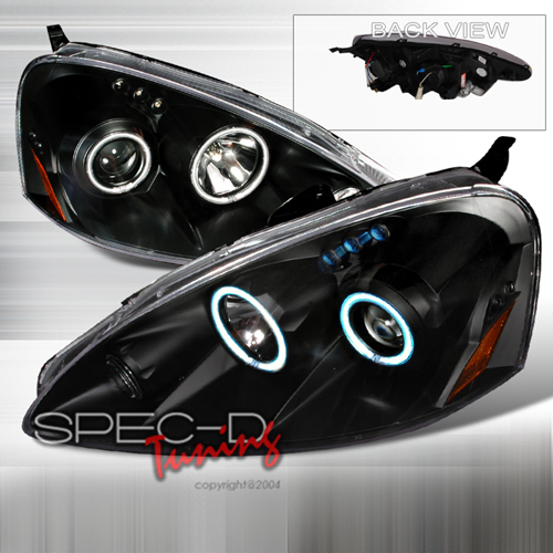 Spec-D Tuning Dual CCFL Halo LED Projector Headlights w/Amber Reflector Black - RSX 05-06